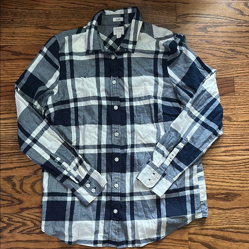 J. Crew Blue and White Casual Button Down Shirt